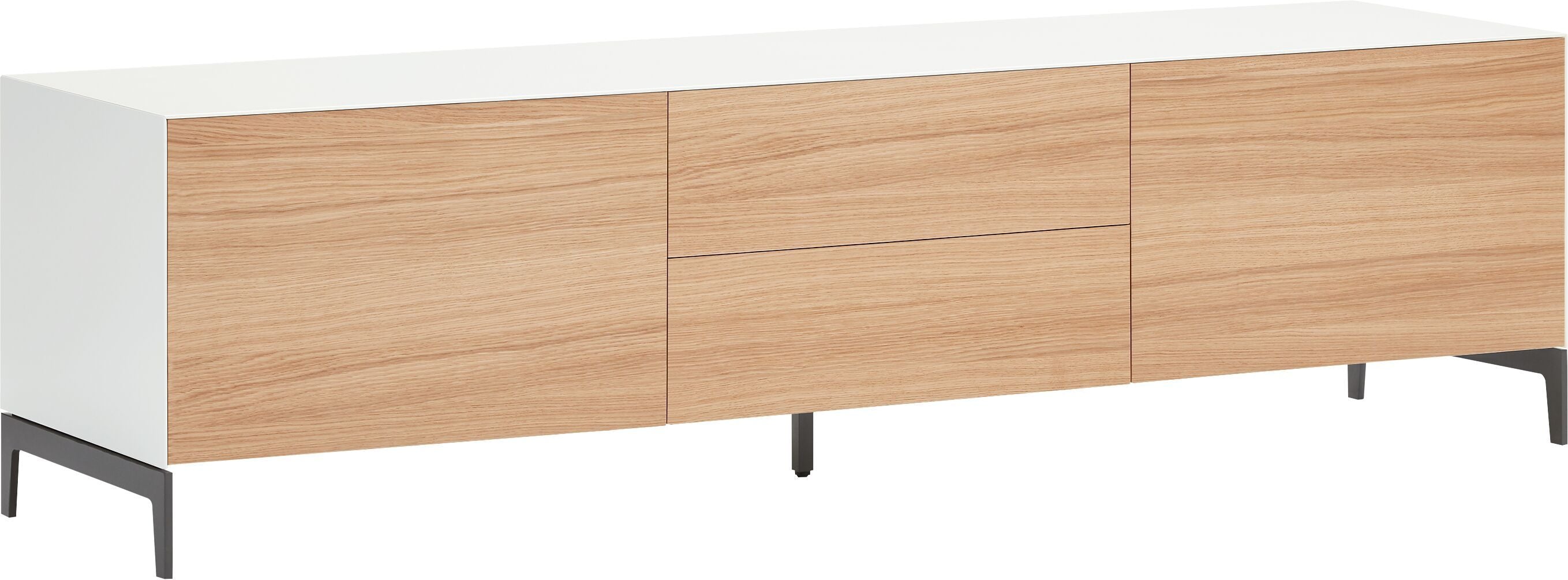 LUX Lowboard - Weiss / Eiche / B: 180.0 cm x T: 46.0 cm x H: 49.5 cm