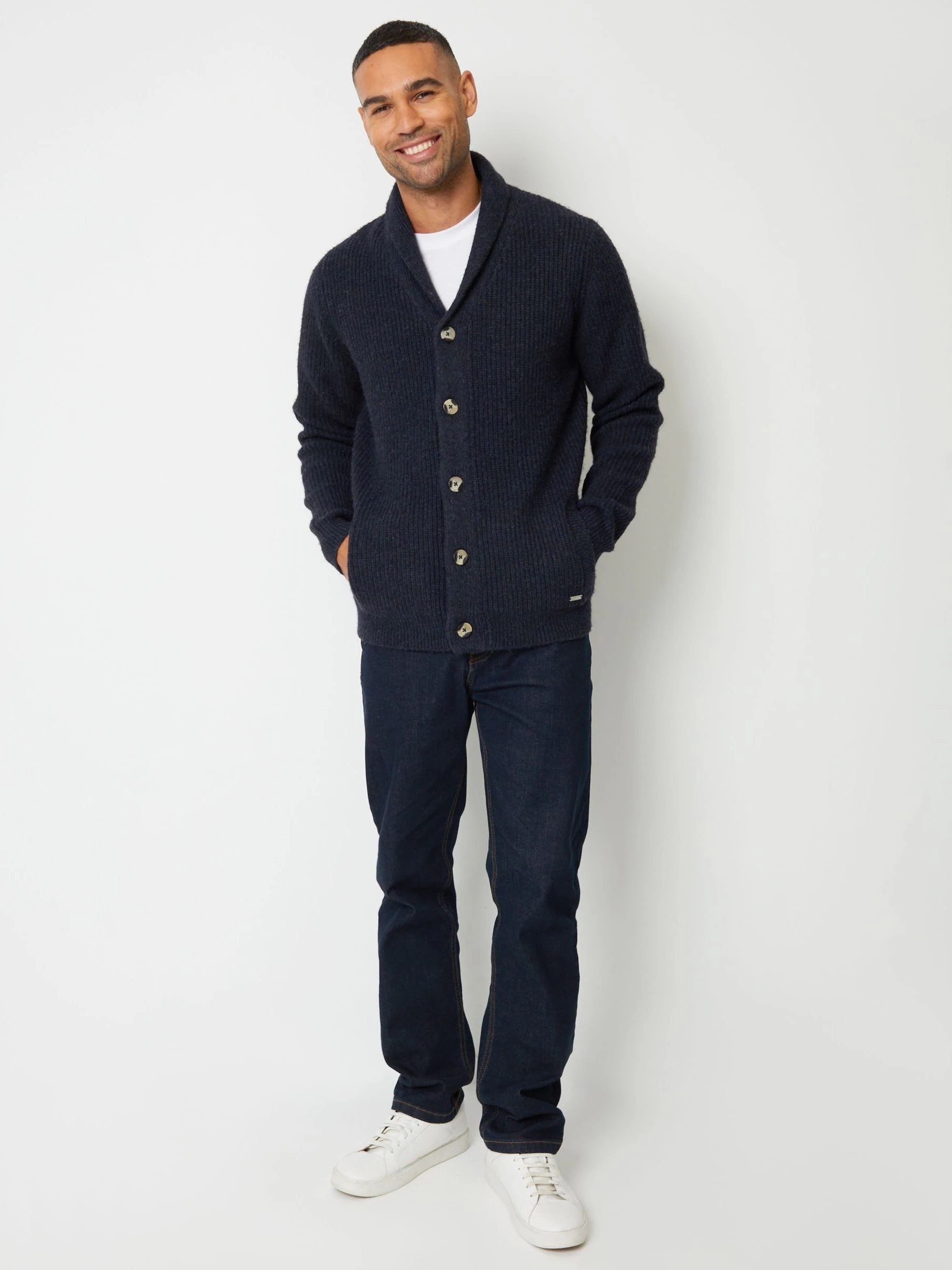 Marineblauw - Threadbare - Vest met sjaalkraag