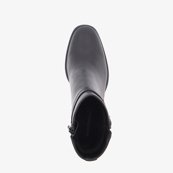 Hush Puppies leren dames enkellaarsjes zwart