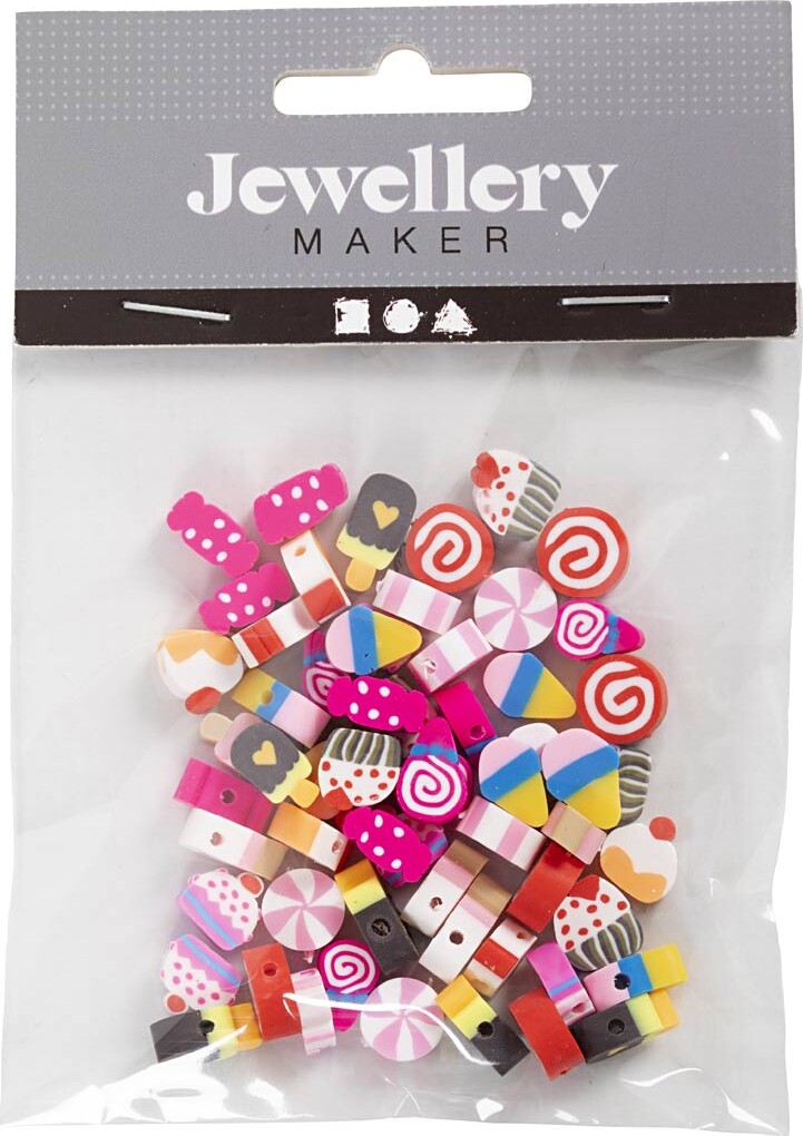 Figurperler - Slik - Kager Og Is - Ø 10 MM - Hulstr. 1,5 MM - 60 Stk