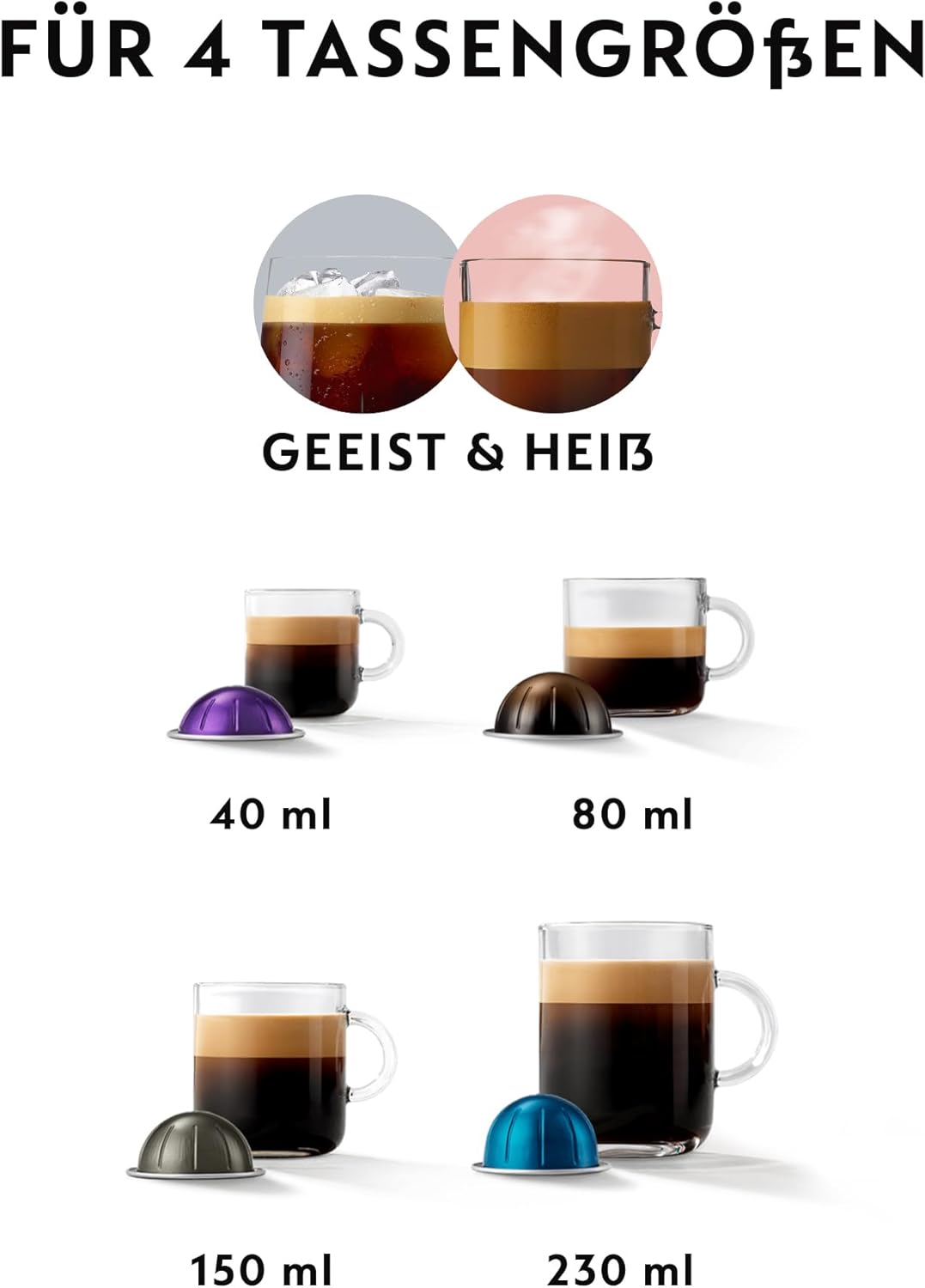 Nespresso De'Longhi ENV90.BAE Vertuo Pop, Kaffeekapselmaschine + Aeroccino, Centrifusion-Technologie, Willkommens-Paket Inbegriffen, 1260W, Schwarz