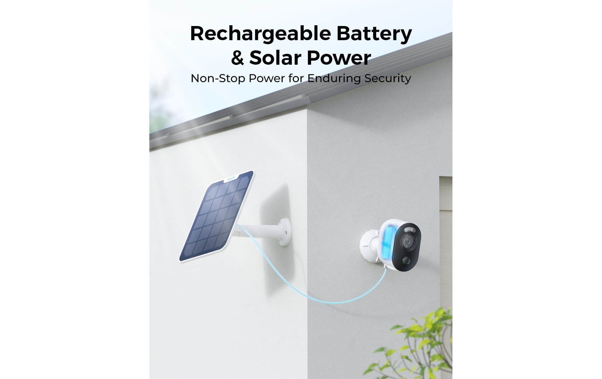 Netzwerkkamera Argus B310 inkl. Solarpanel und 64GB Micro SDKabellose 3MP WLAN Kamera mit intelligenter Erkennung, Spotlights für farbige Nachtsicht Akku/Solarbetrieben