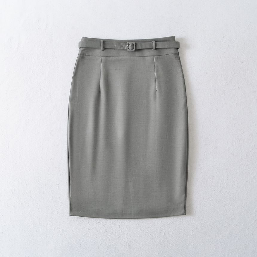 Asiris - Hoge taille effen split midi kokerrok