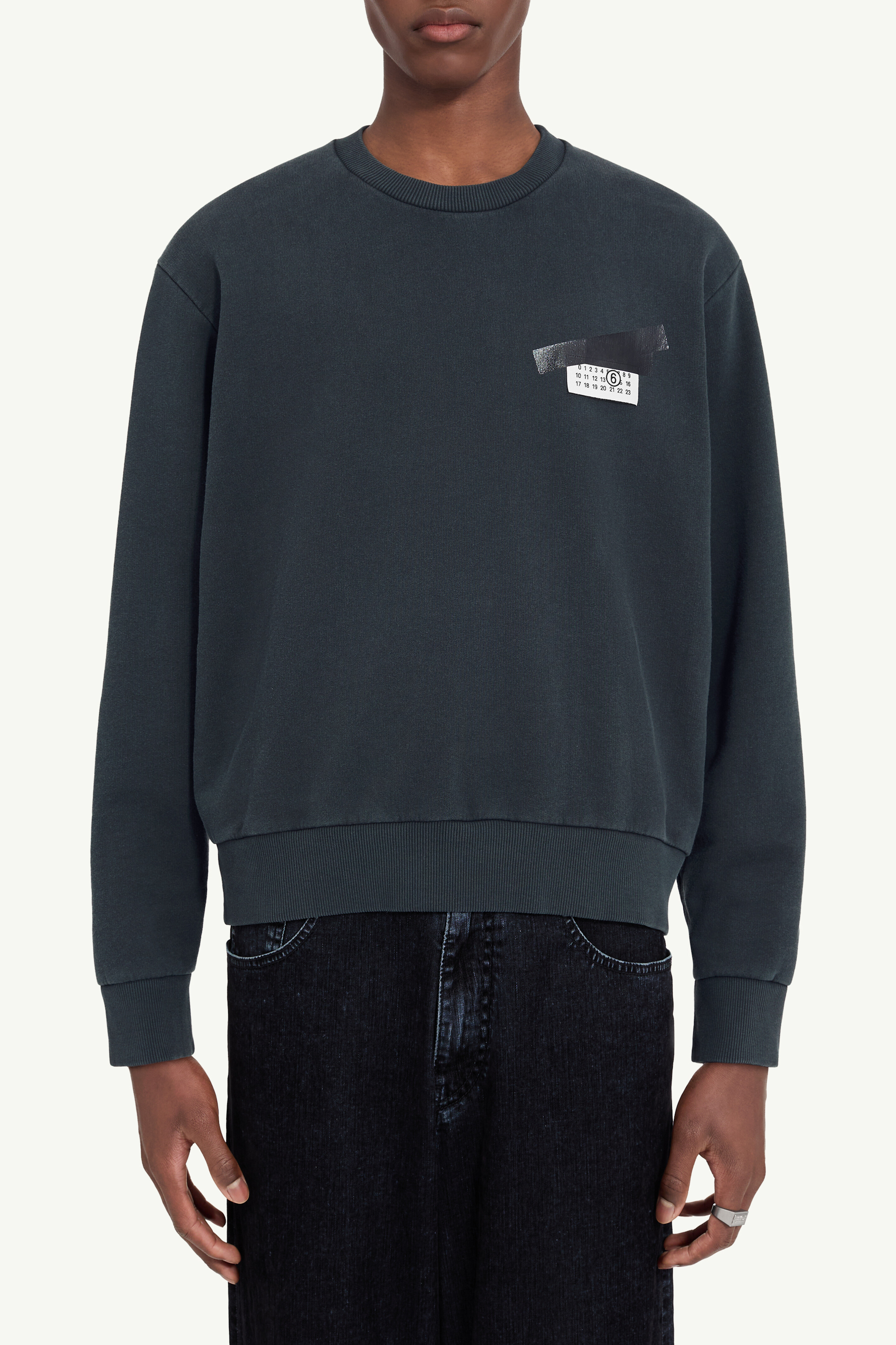 Pull Numeric logo en coton pour homme | MM6 Noir
