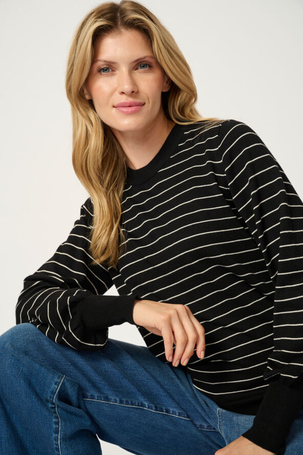 Kaffe KAlizza Striped Pullover Black /turtledove slim stripe