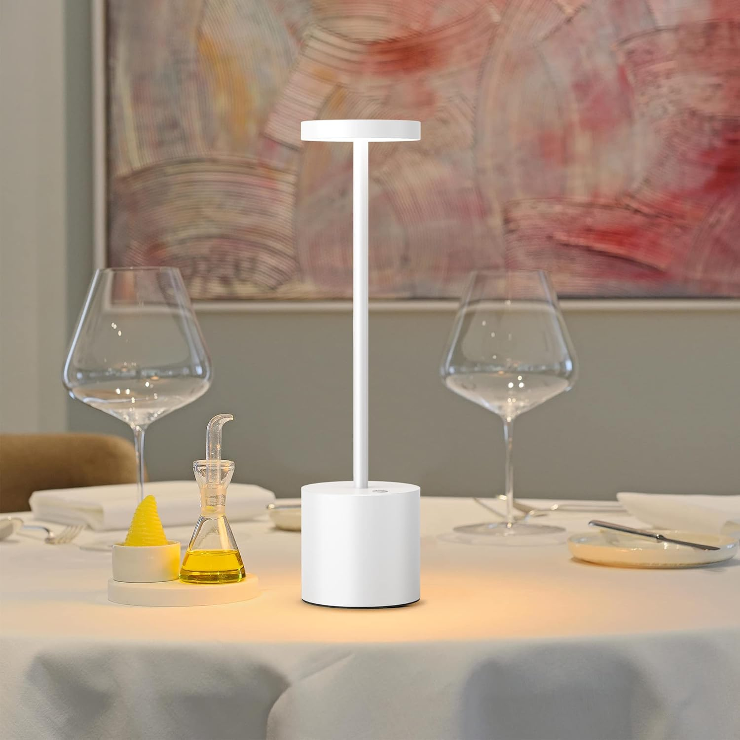 (34cm) 12 LED's Schreibtisch Lampe Dimmbares USB Home Deko Licht mit Touch Steuerung - Silber