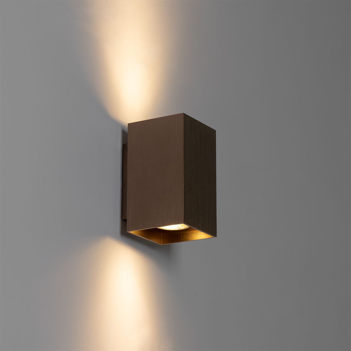 Moderne wandlamp donkerbrons vierkant 2-lichts - Sandy