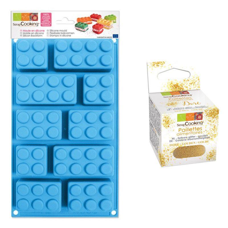 Moule en silicone briques + paillettes dorées Scrapcooking