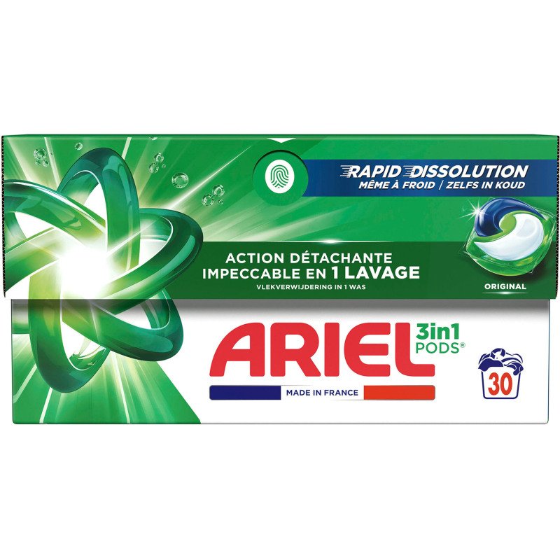 Lessive Pods Ariel 3 en 1 Original - 30 lavages
