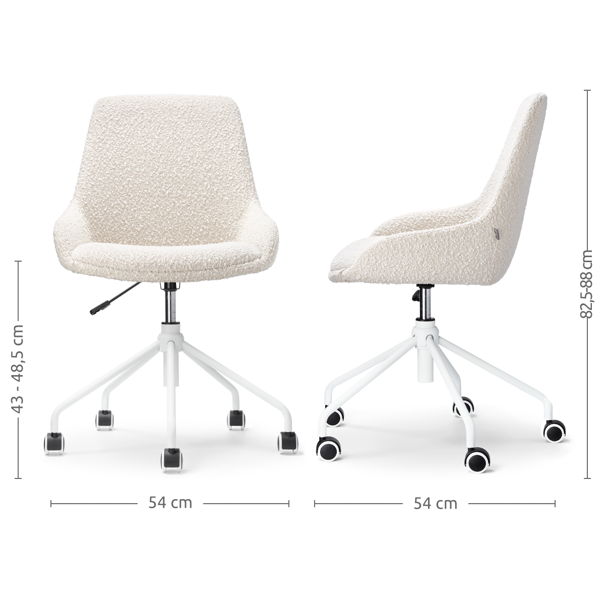 Nolon Nout-Isa Bureaustoelen Set van 2 - Bouclé Beige - Wit