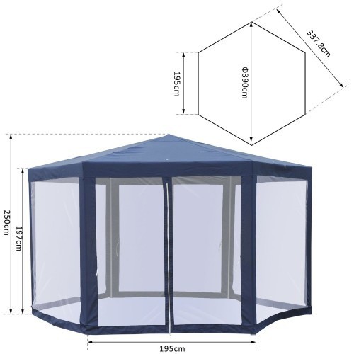 Gazebo Outsunny com Mosquiteiro para Jardim, Azul