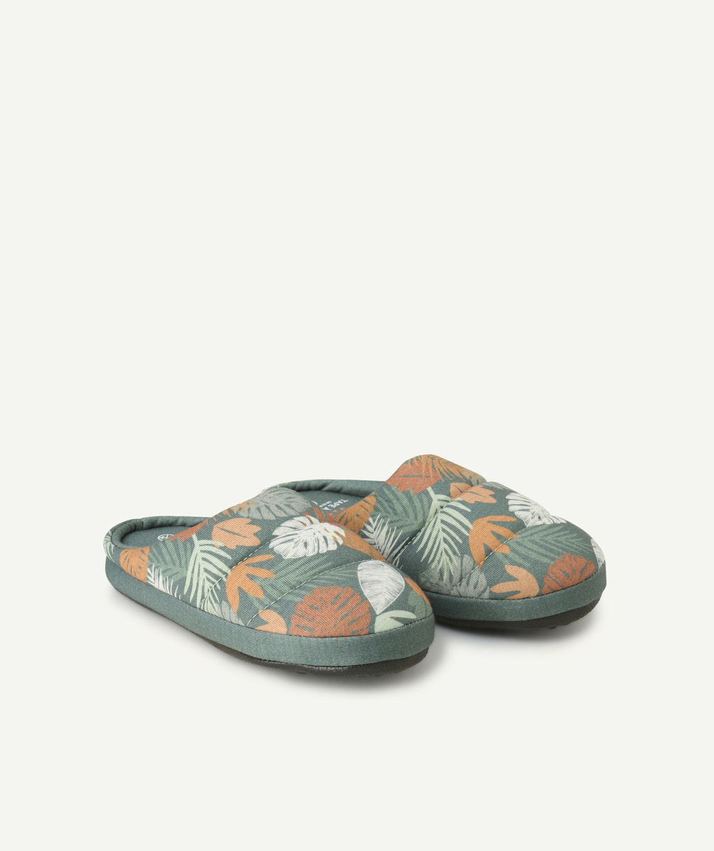 chaussons garçon imprimés feuilllage vert