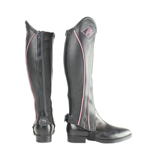 Calças legging de couro para adultos, pretas/rosa