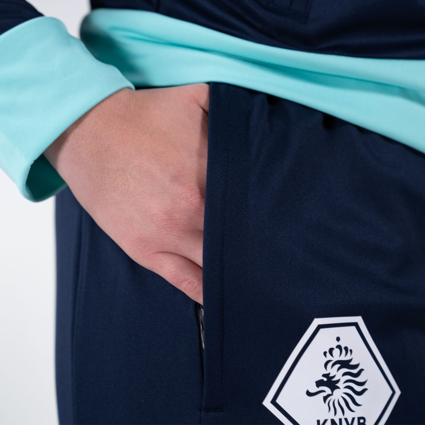 Nike KNVB Trainingspak 1/4-Zip 2024-2026 Dames Donkerblauw Turquoise Zwart