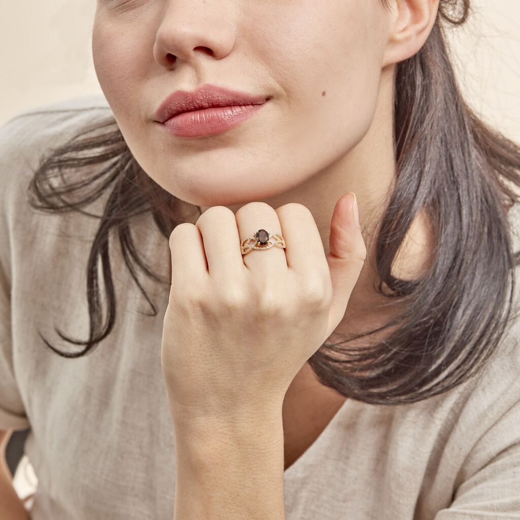 Bague Tina Or Jaune Quartz Et Oxyde De Zirconium