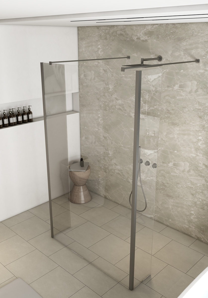 Saniclear Redro vrijstaande douchewand 120cm met zijwanden van 40cm RVS