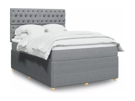 Sommier à lattes de lit avec matelas Gris clair 140x190cm Tissu