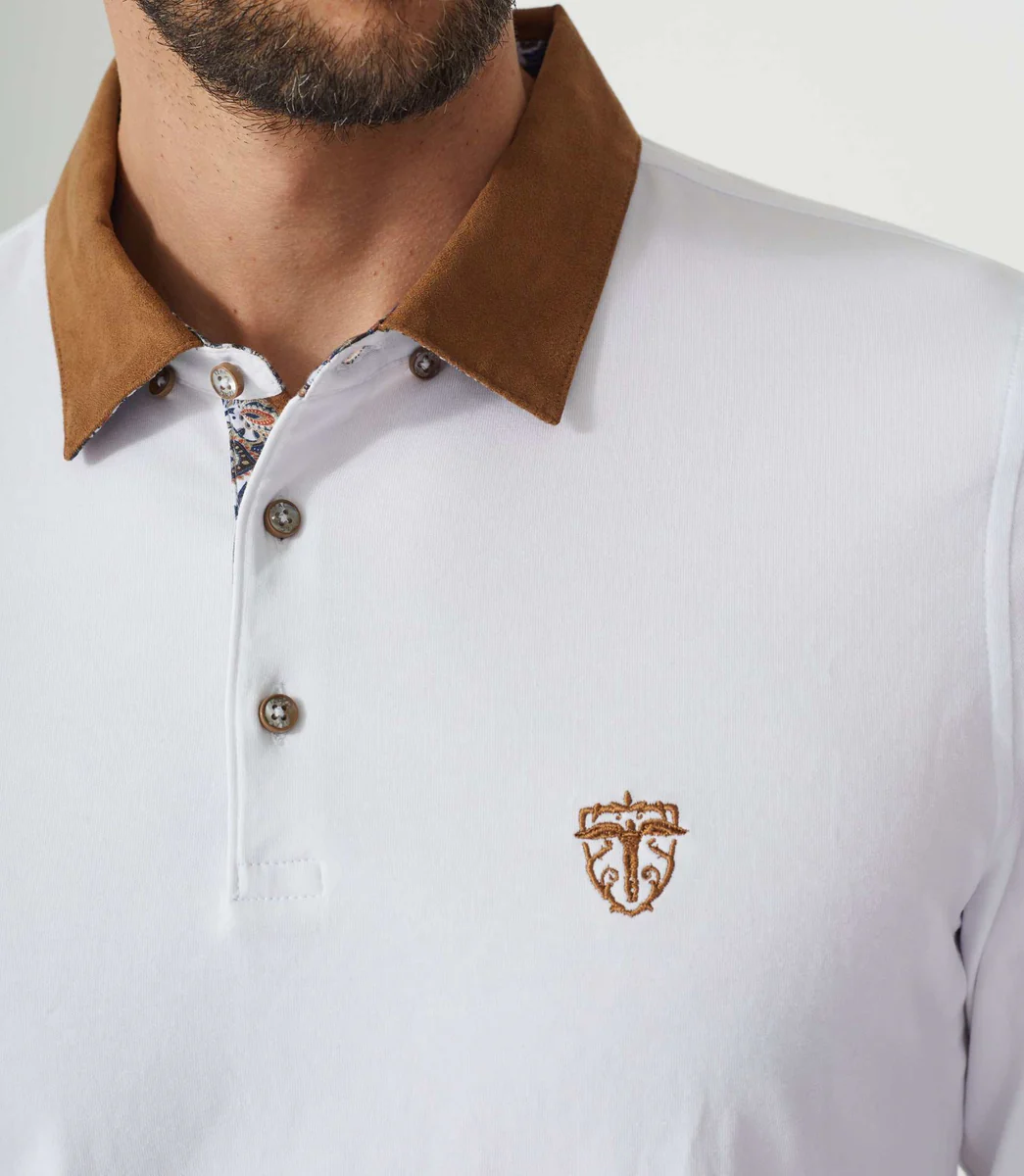 Polo manches longues blanc 