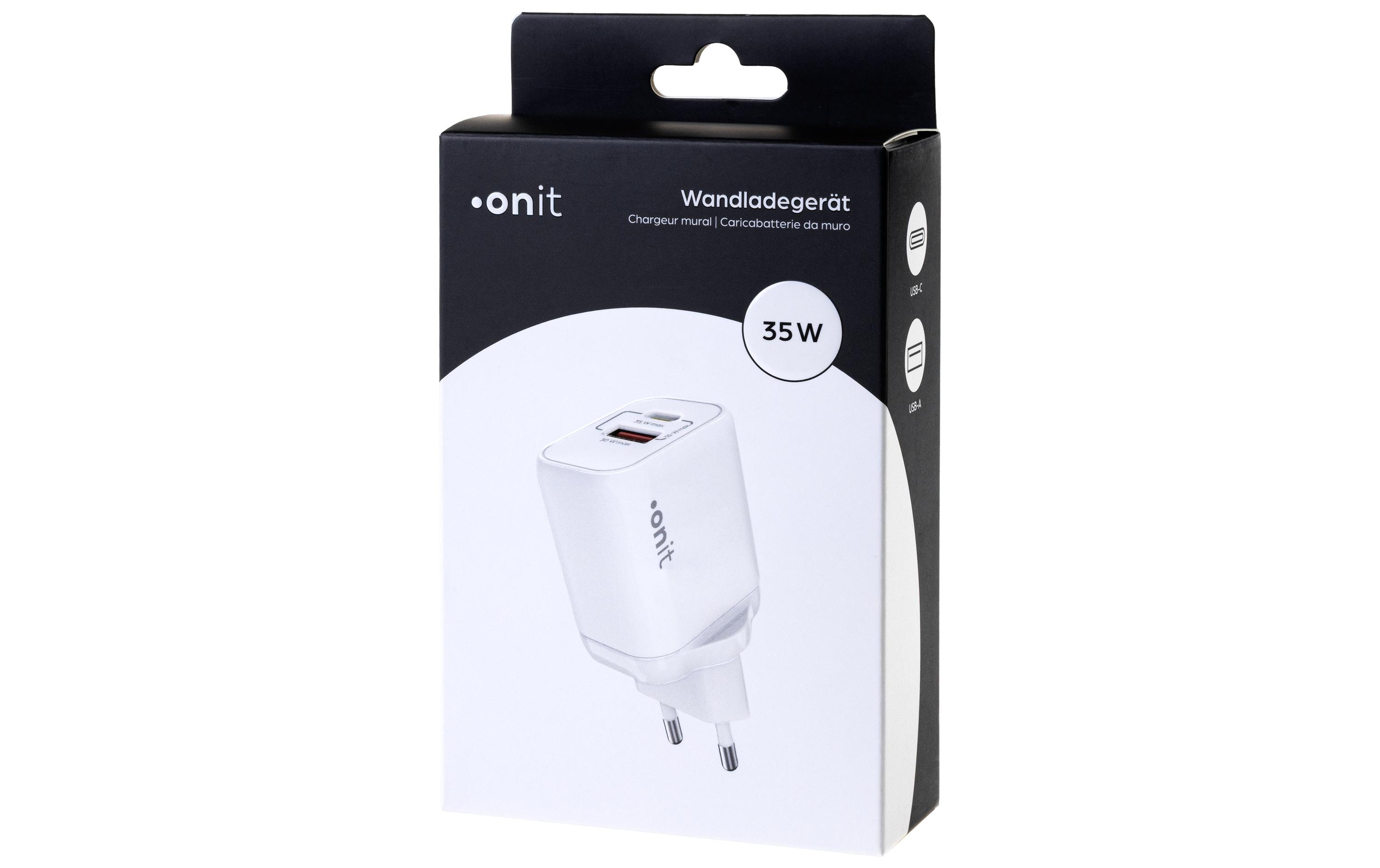 USB-Wandladegerät Dual 1C1A 35 W GaN WeissLadeadapter mit einem USB-C- und einem USB-A-Port