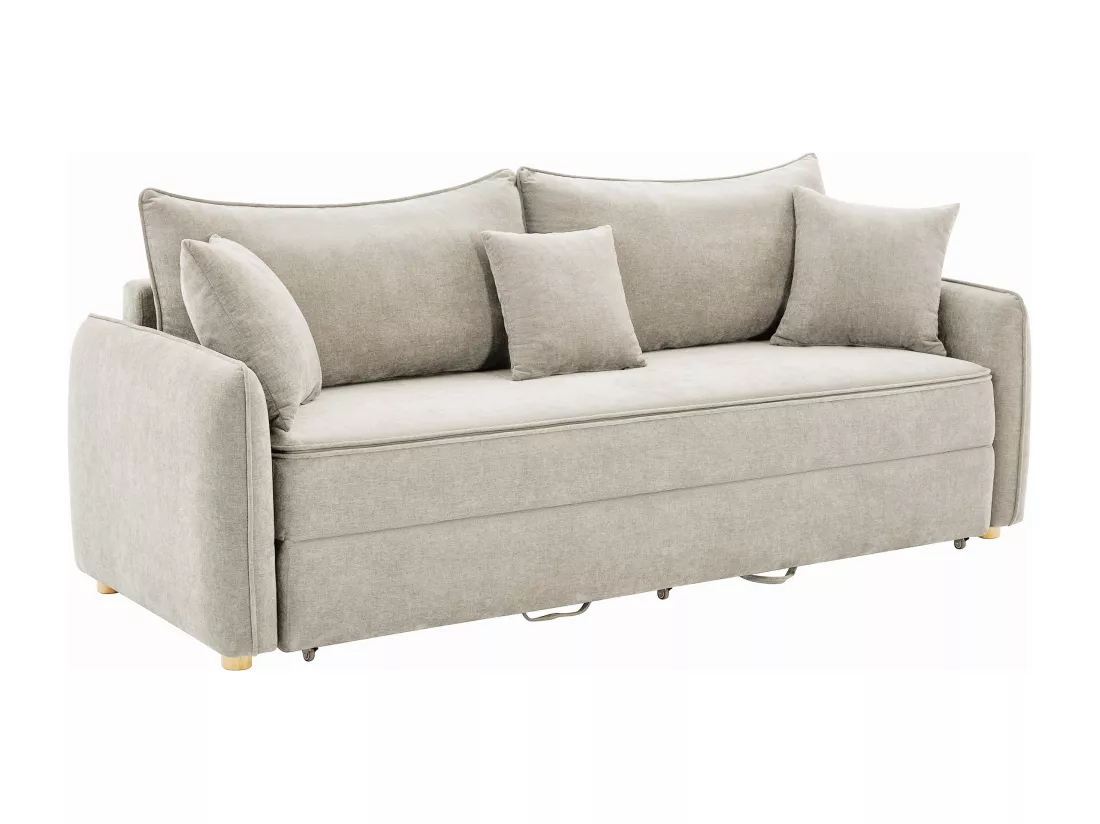Canapé 3 places convertible en tissu beige avec assise à mémoire de forme TORNOLO