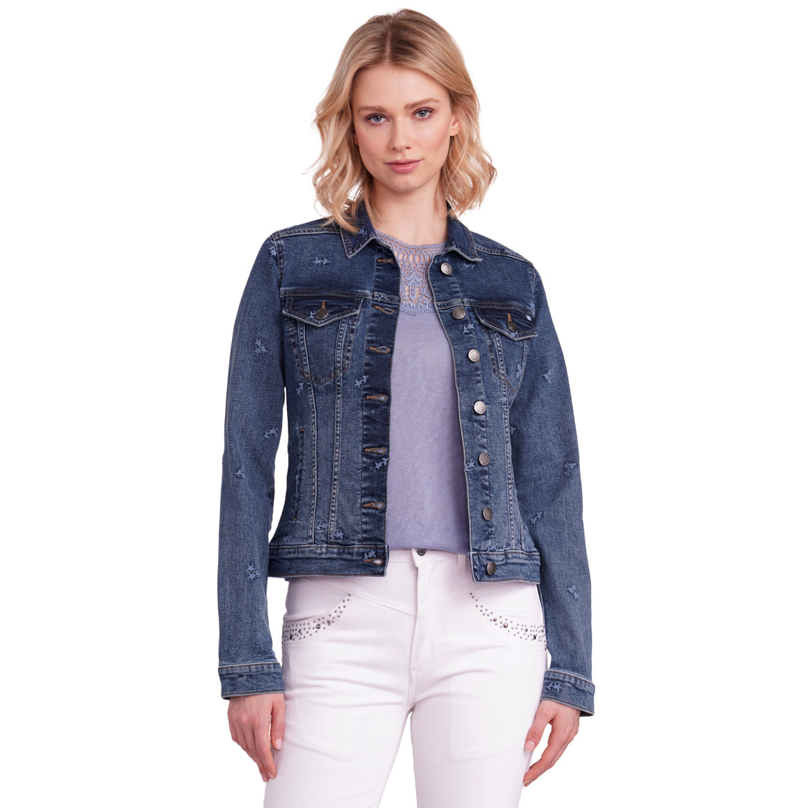 Gina Damen Jeansjacke in Denim-Optik blau