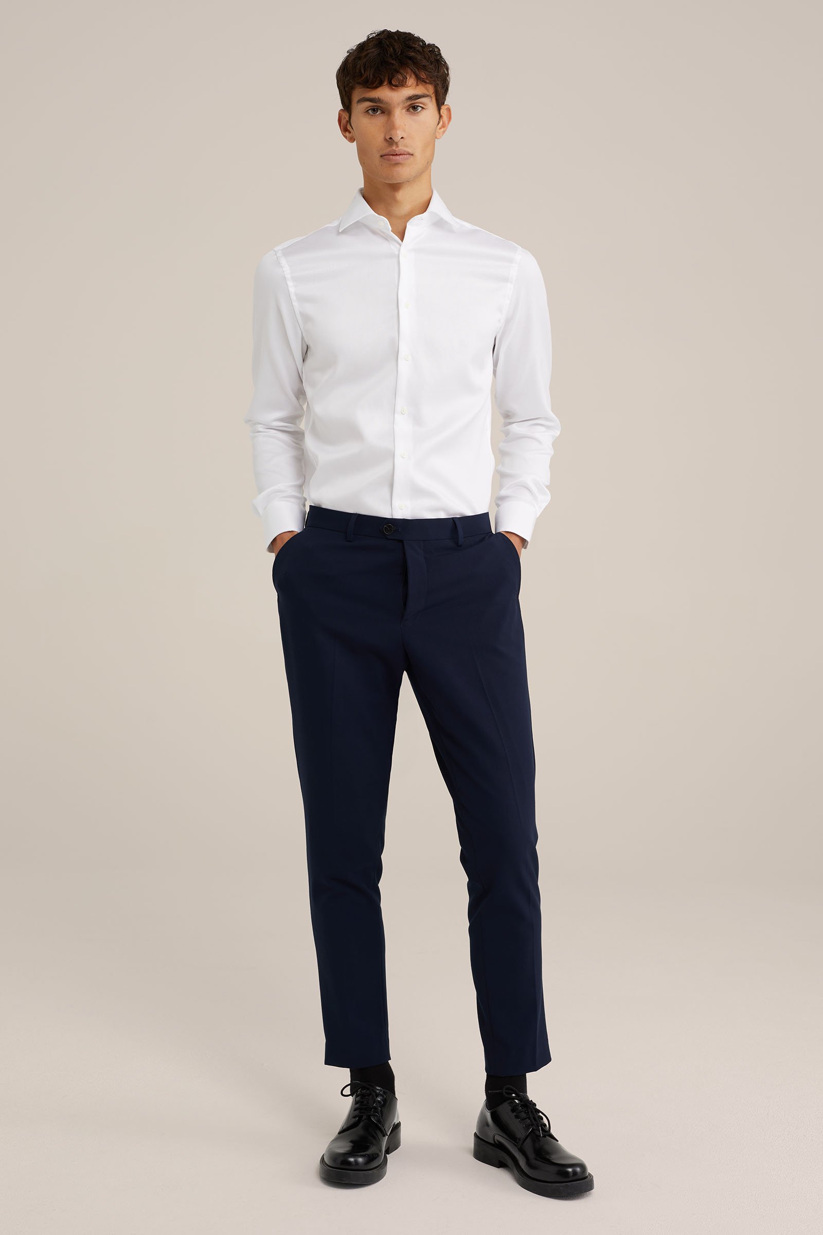 slim fit overhemd met structuur WE Fashion Wit