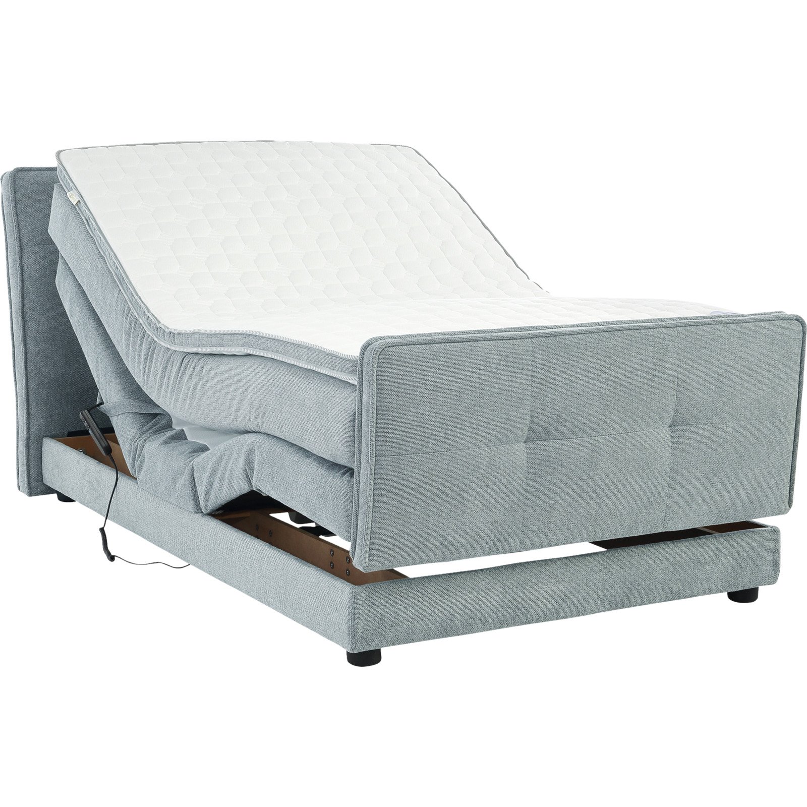 Boxspringbett Paloma Stoff 120 x 200 cm, mit verstellbarer Liegeposition per Fernbedienung grau