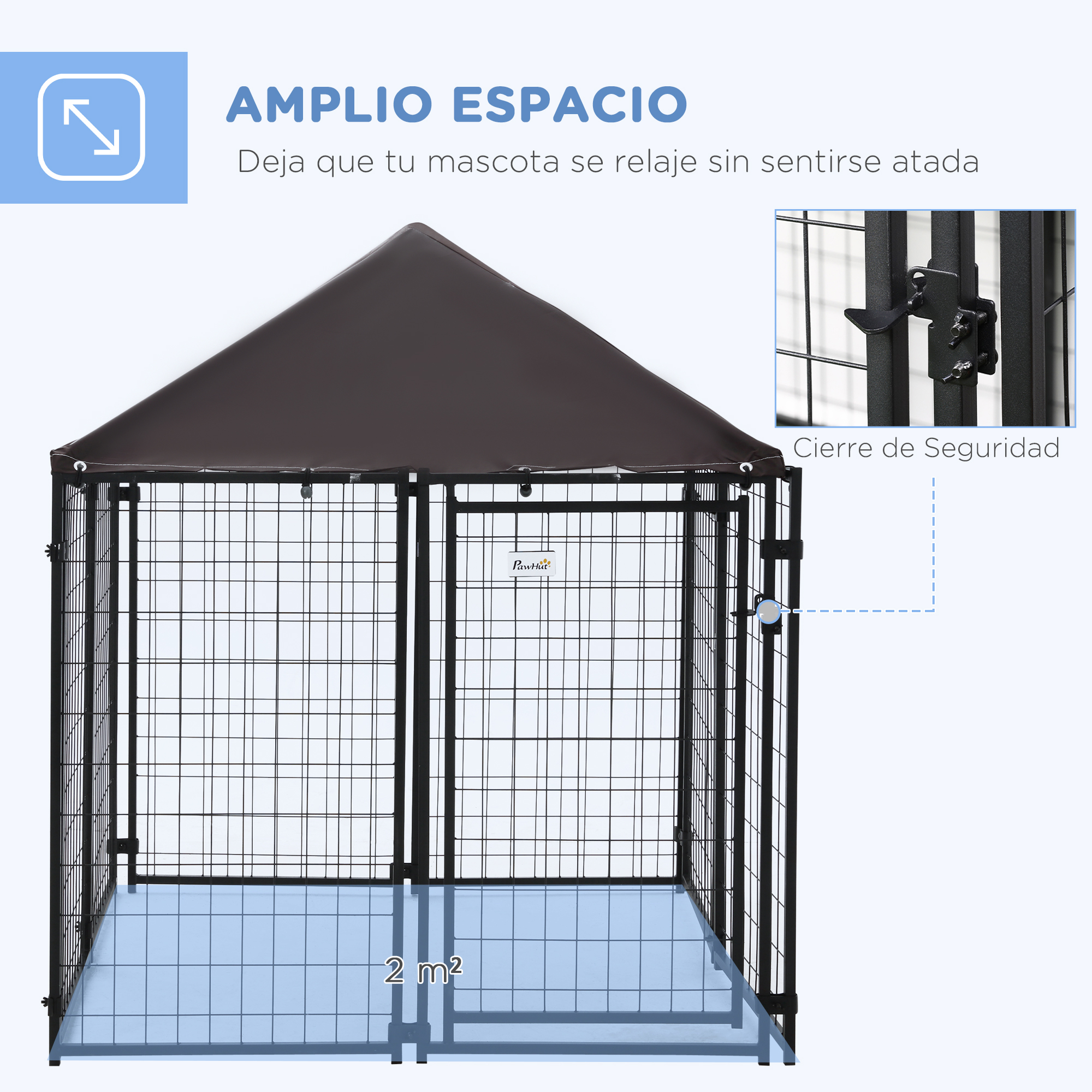 Conjunto para animais de estimação PawHut, canil externo com cobertura e comedouro elevado para cães, 4 alturas ajustáveis para pátio e varanda, 141x141x153 cm, 43x25x30 cm, preto