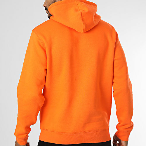 Sweat Capuche Logo Orange Noir