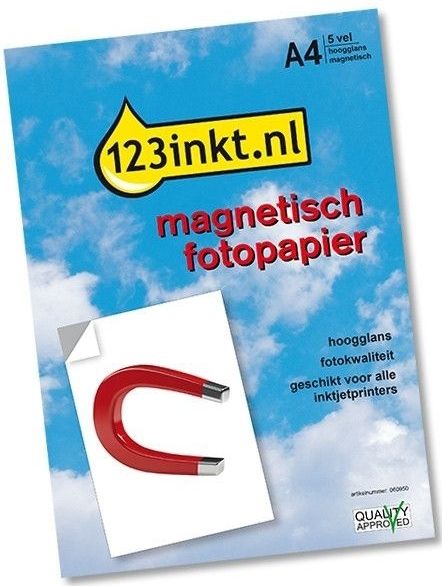 123inkt.nl - Magnetisch Fotopapier - Hoogglans - A4 - 5 Vel