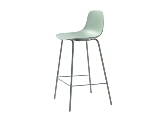 Hel - Lot de 2 chaises de bar en plastique et métal H67,5cm : Couleur - Vert