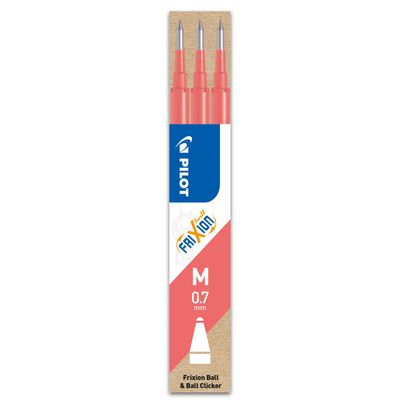 Pilot Frixion Ball - 3 Recharges pour rollers effaçables - 0,7 mm - rose corail
