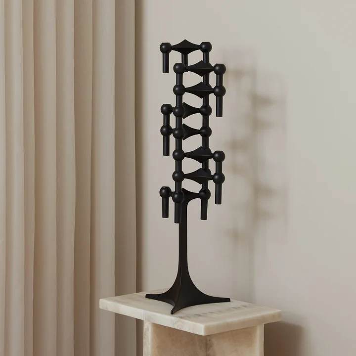 Stoff Nagel - Kerzenständer, H 23 cm, schwarz