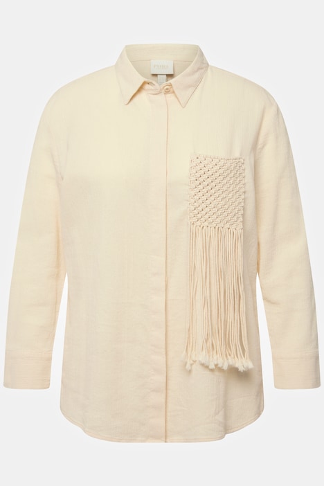 Shirtbluse, Struktur, Hemdkragen, Langarm, Biobaumwolle