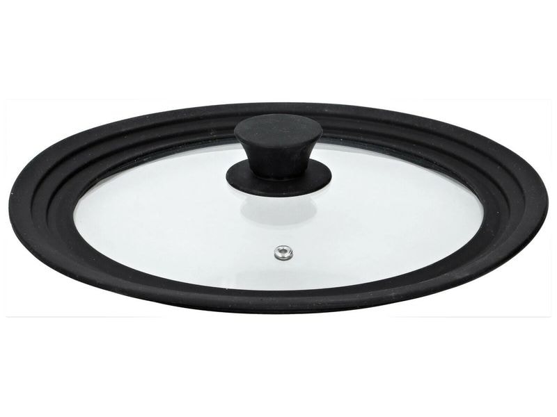 alpina Pfannendeckel mit Silikonrand 16 cm/18 cm/20 cm Universal-Glasdeckel mit Silikonrand für Pfannen und Töpfe