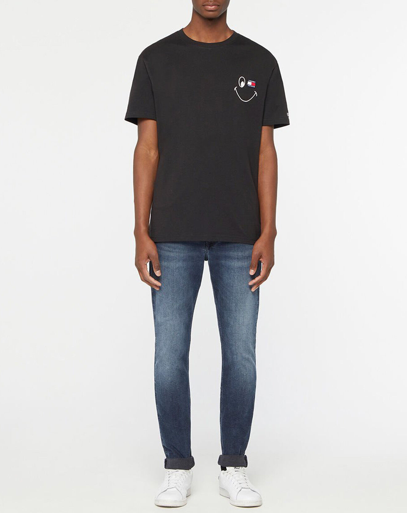 Tommy Jeans T-Shirt 100% Coton Bio Smiley Badge noir