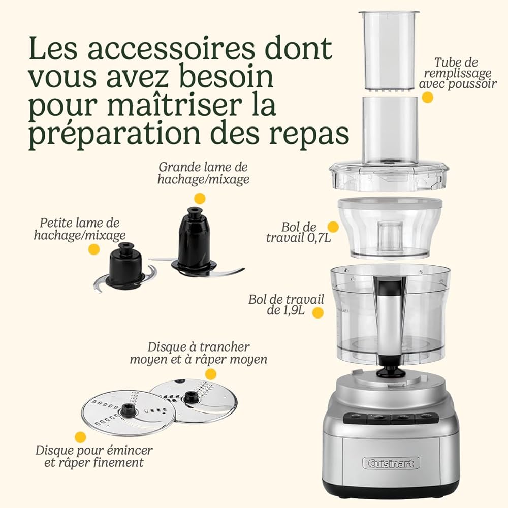 Cuisinart Robot de cuisine Easy Prep Pro avec 7 fonctions de préparation | Multifonctionnel | Grand et petit bols de travail | Lame à hacher et disques à couper en dés | Compatible lave-vaisselle : Cuisine et Maison