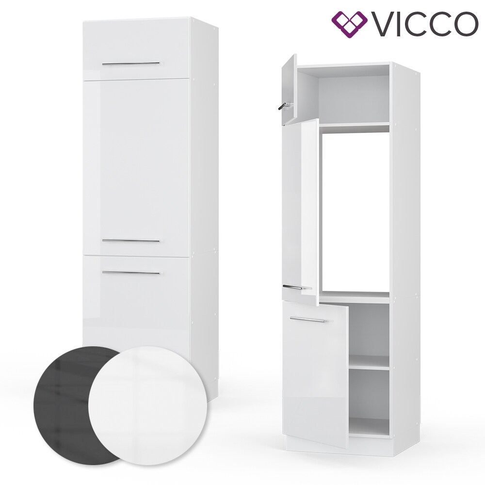 VICCO Kühlumbauschrank 60 cm Weiß Küchenzeile Unterschrank Fame