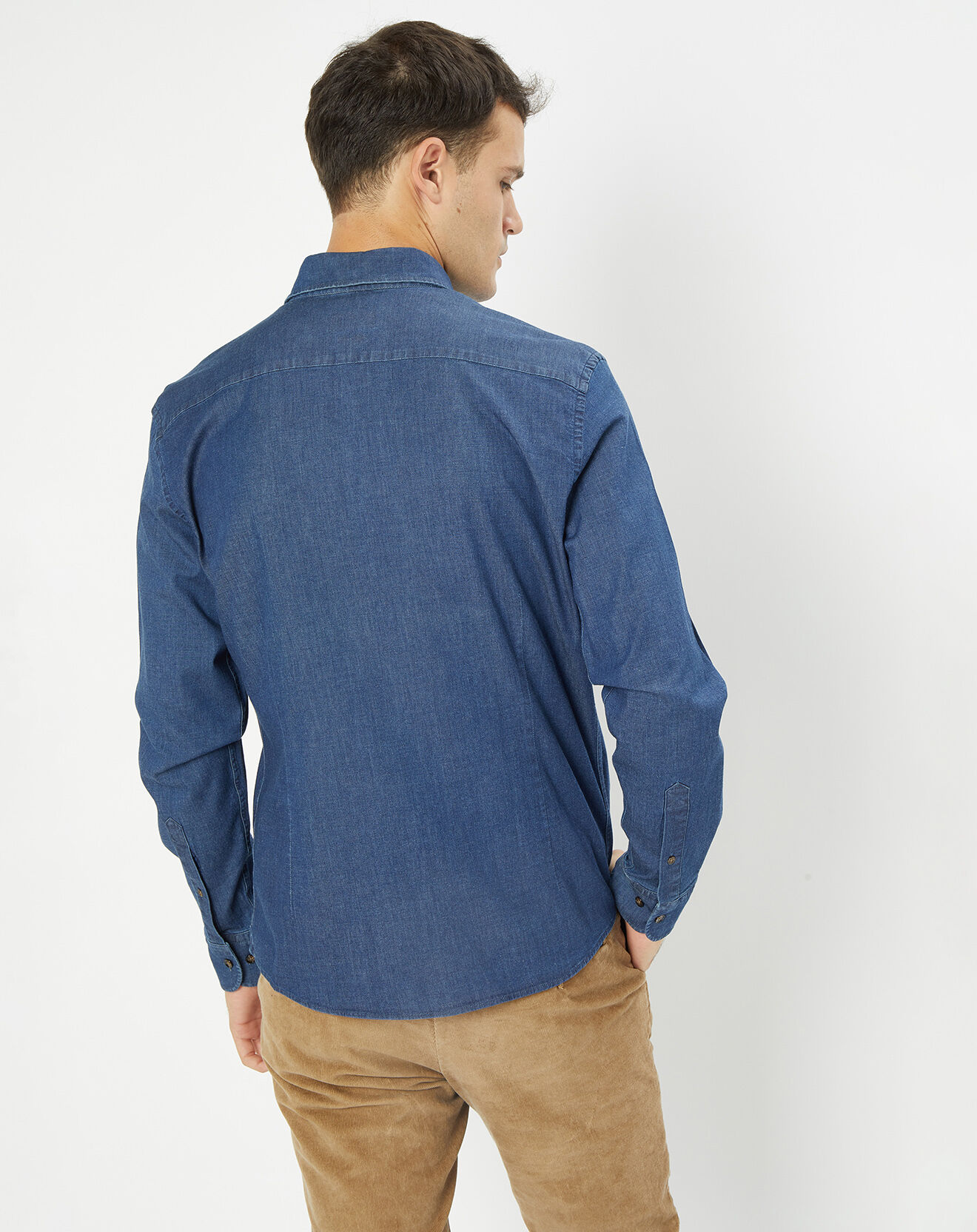 Hackett London Chemise Slim Fit en Denim bleu foncé