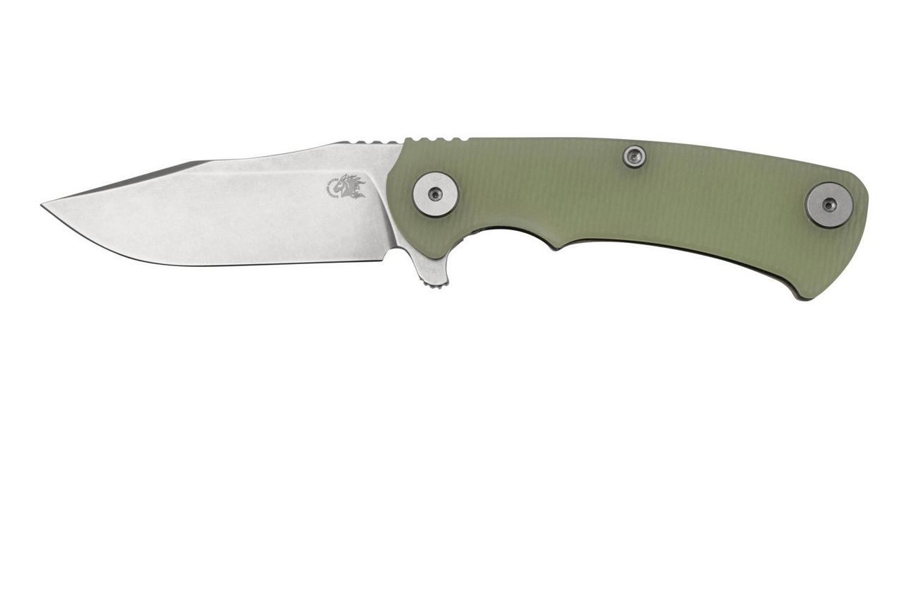 Rick Hinderer Project X, MagnaCut Clip point, Stonewash, Translucent Green G10 zakmes