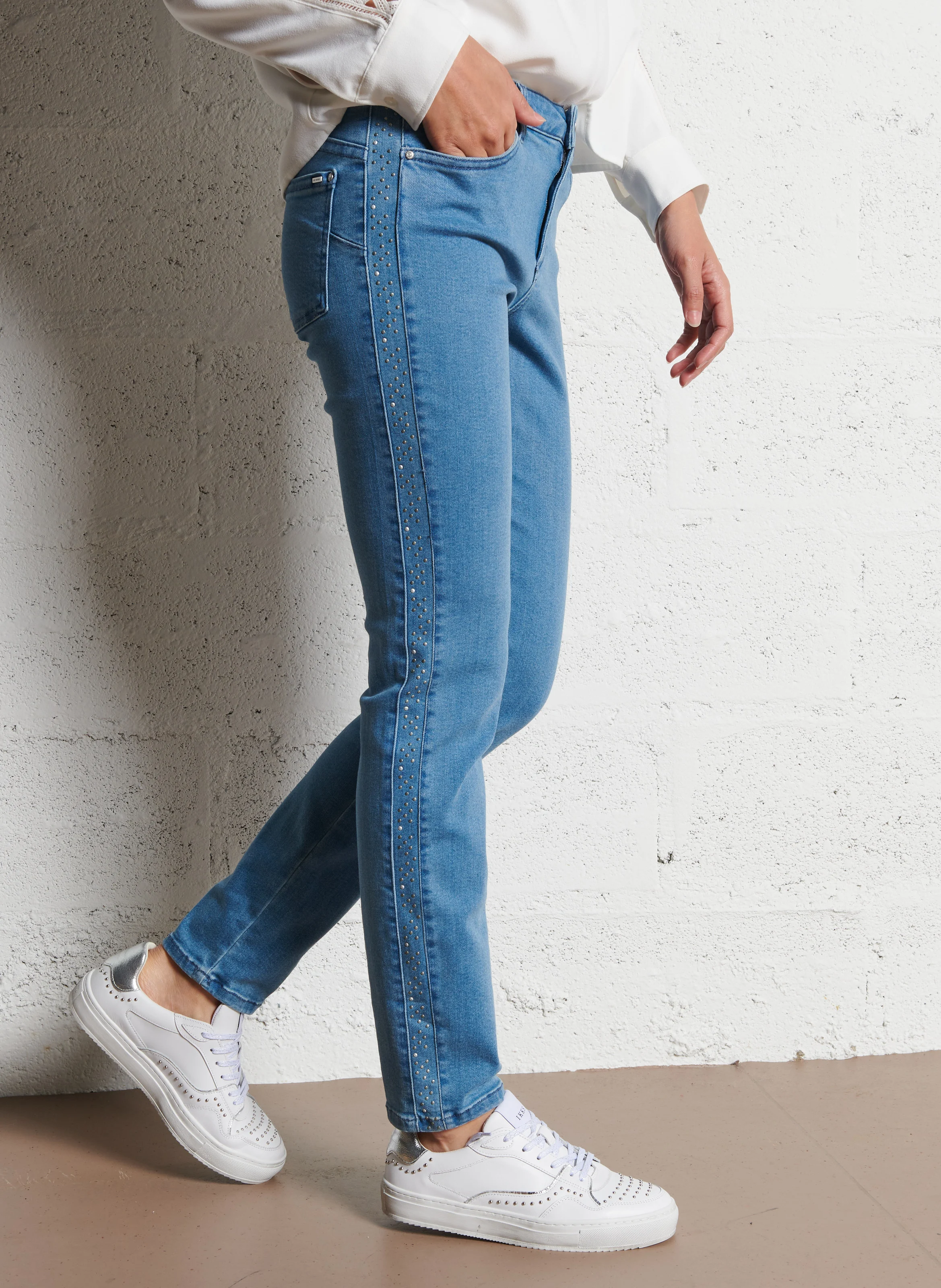 Jean slim en coton mélangé | Bleu