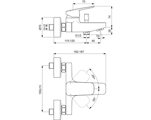 Ideal Standard CERAPLAN chromen badkraan BD256AA