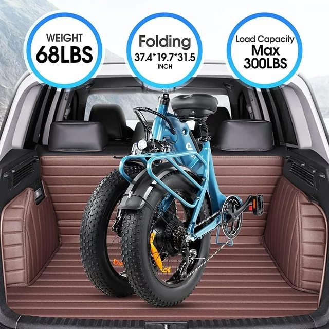 Bicicleta elétrica dobrável DYU 20 4.0 com pneus largos para adultos, 500W 48V 14AH, bateria LG, Shimano de 7 velocidades.