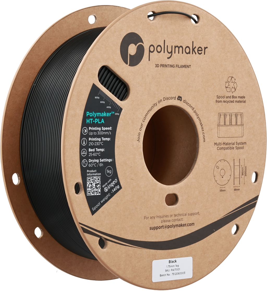 Polymaker  HT-PLA Black, 1,75 mm / 1000 g    Hochleistungs-PLA für hitzestabile 3D Druckanwendungen in Black