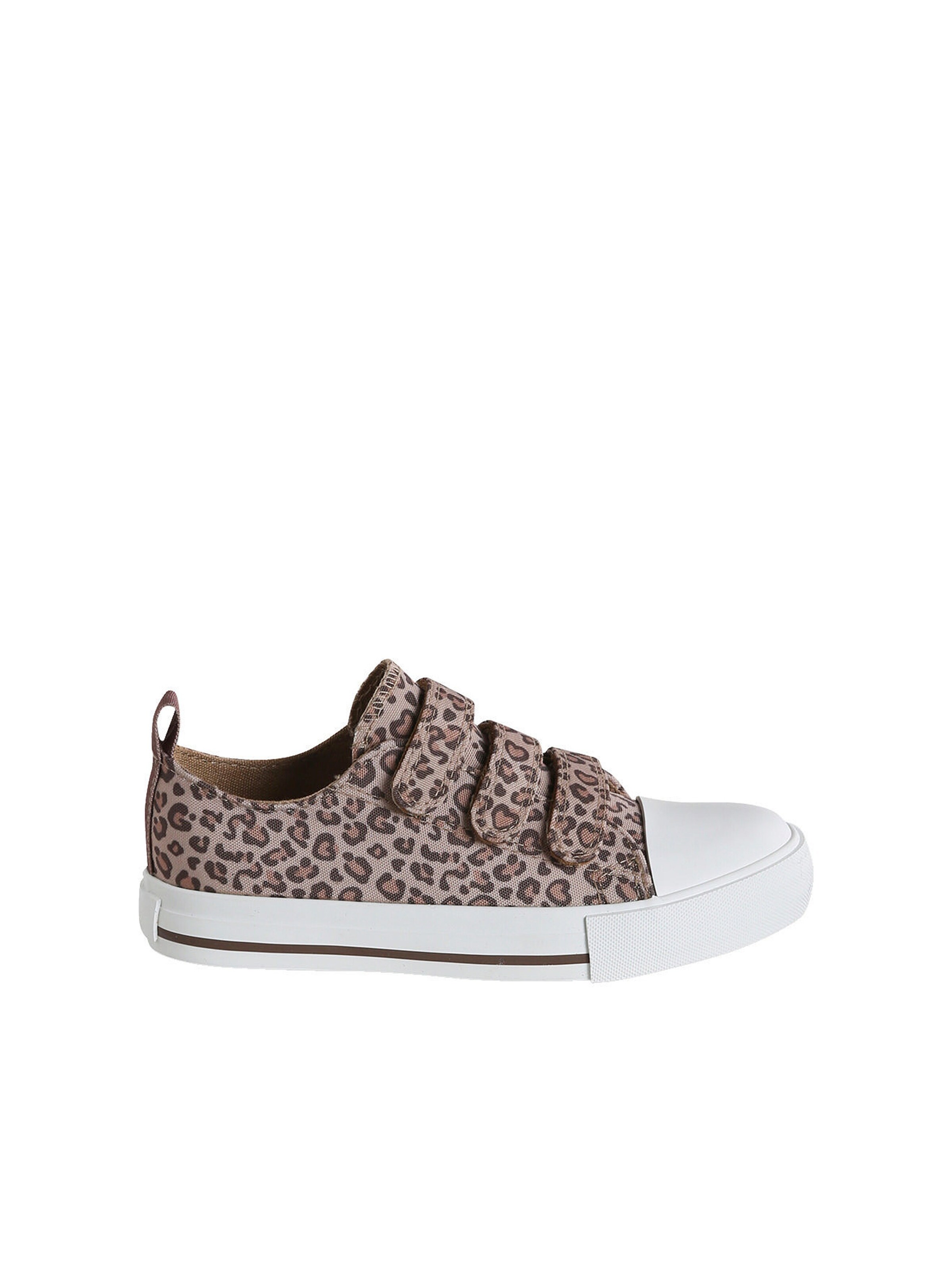 Vertbaudet Kinder Stoff-Sneakers mit Leoprint und Klett beige bedruckt