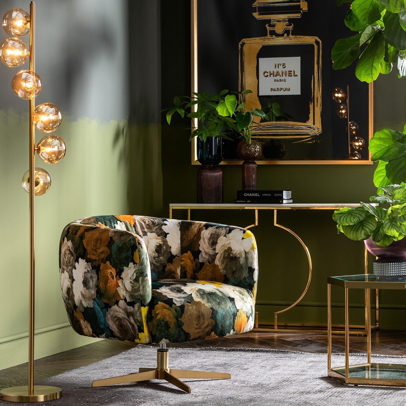 Kare Design Stehleuchte Scala Balls, Gold, Stehlampe, Stahlgestell, Glas Schirm, kein Leuchtmittel inklusive, 160x28x28 cm (H/B/T)