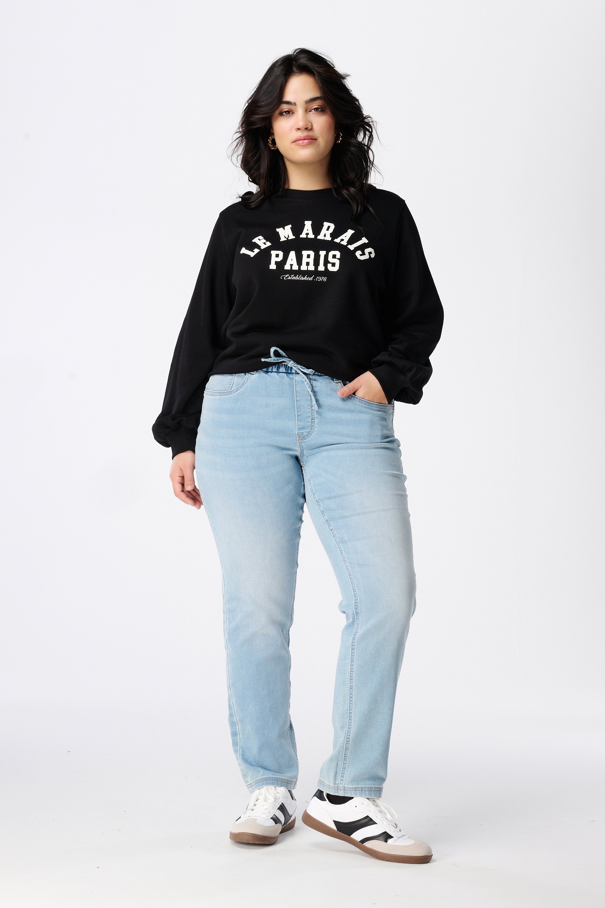Denim jogger broek Bleached Denim
