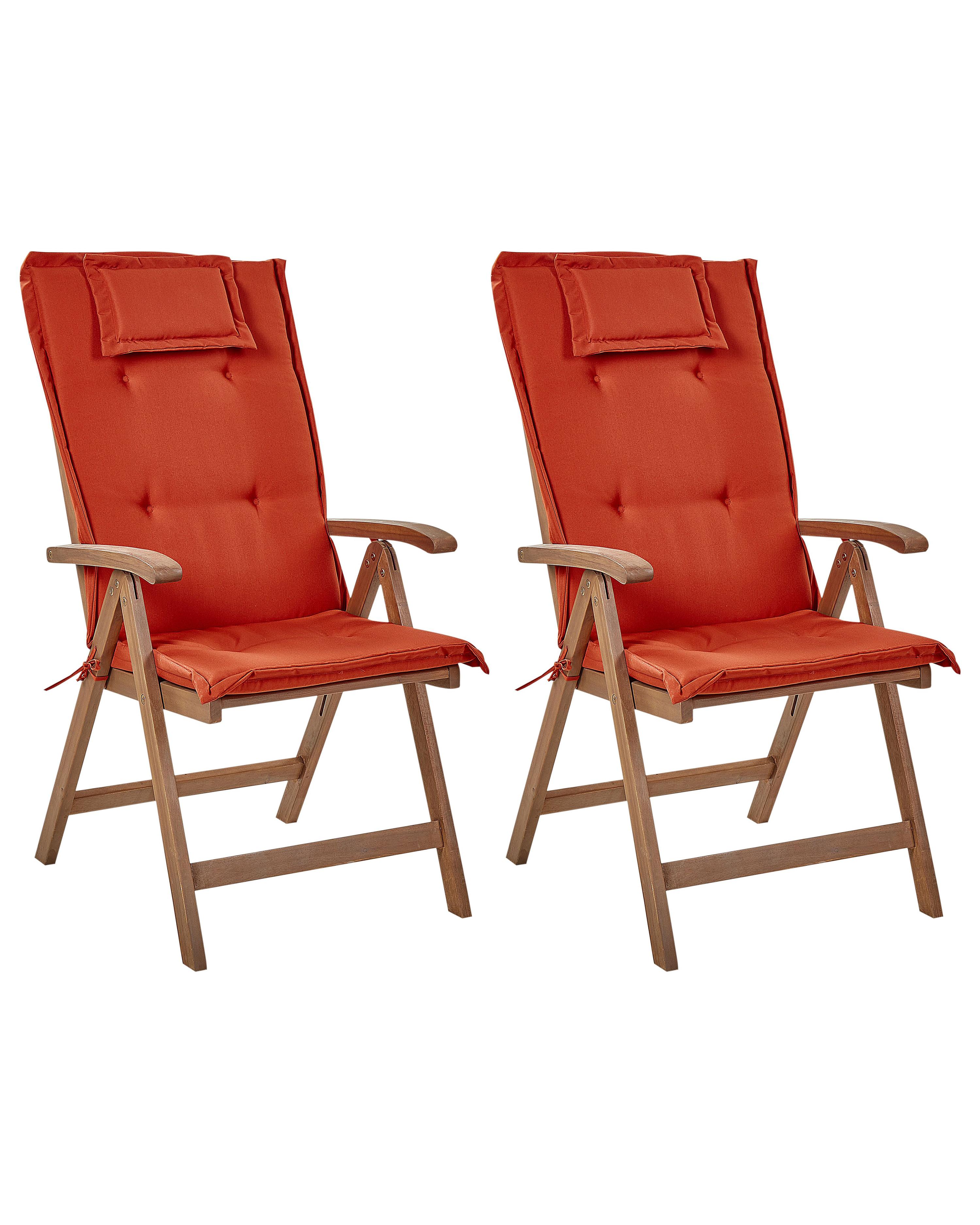 Set van 2 stoelen met zitkussen AMANTEA Acaciahout Rood