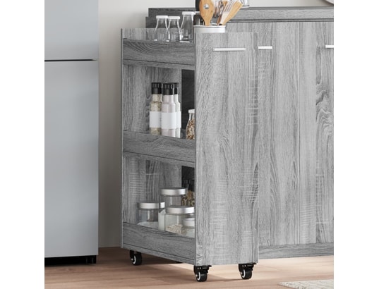 VIDAXL - Armoire de rangement Armoire avec roues sonoma gris 60x22x79 cm bois d'ingénierie