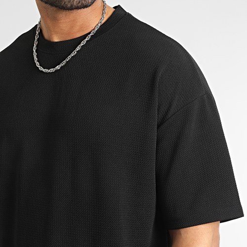 Tee Shirt Texturé Waffle Large 0210 Noir